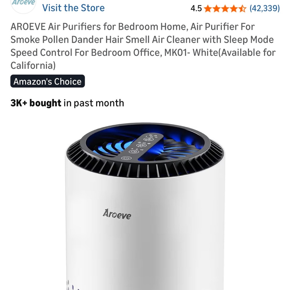Brand new Aroeve Air Purifier with - Picture 1 of 8